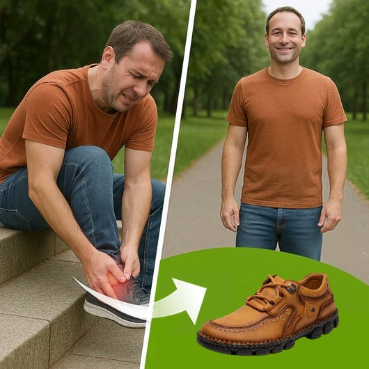 🐂 Sapatos ortopédicos para homem feitos em pele de bezerro👞 Costurados à mão✅ Alivia as dores nos pés - Caminhada confortável