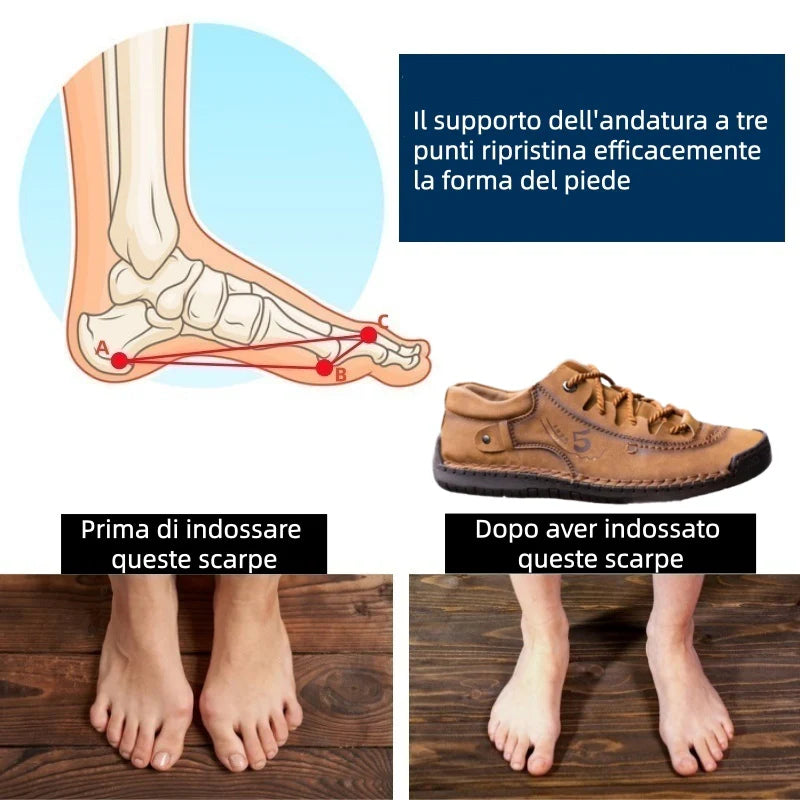 Scarpe ortopediche unisex DEVENP | Scarpe casual in vera pelle cucite a mano | Progettate ergonomicamente per alleviare il dolore alla schiena, alle articolazioni e ai piedi | Sconto del 50% per un periodo limitato, fino a esaurimento scorte