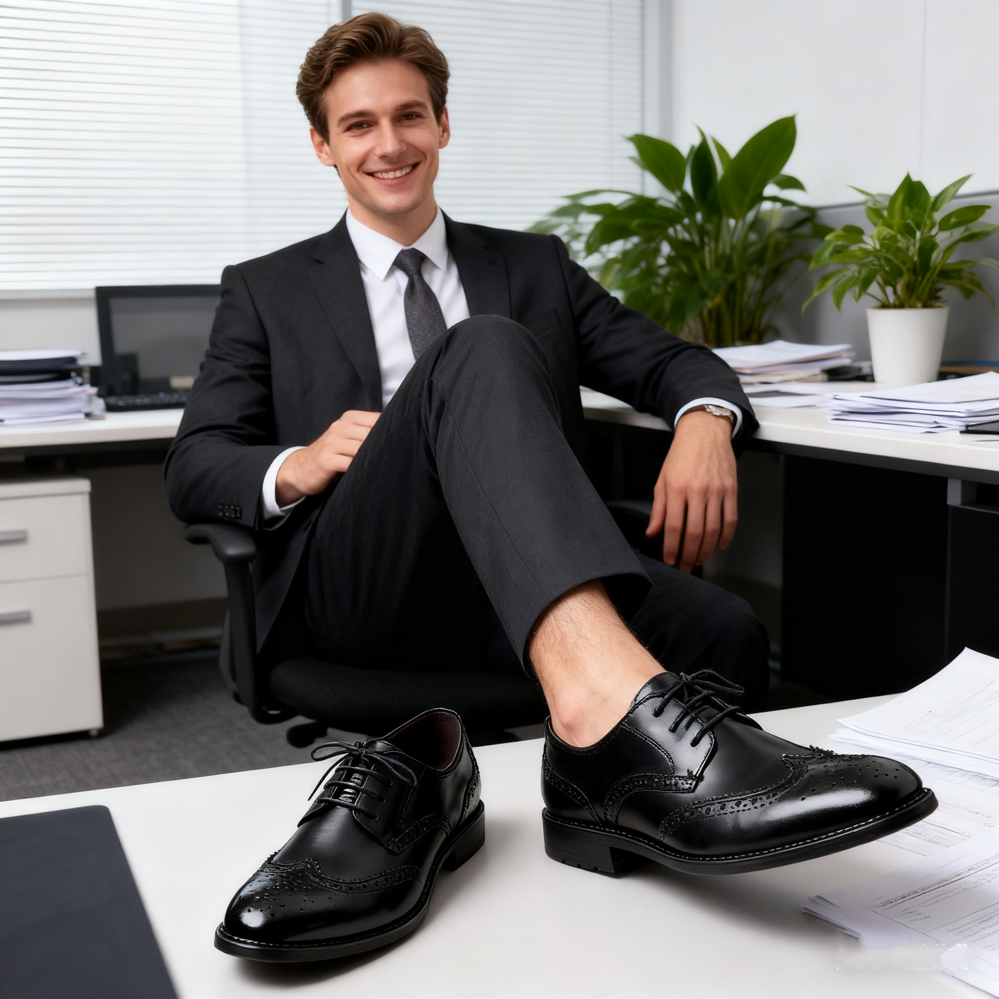 Scarpe ortopediche da uomo DEVENP | Scarpe in vera pelle comode e di alta qualità | Design ergonomico per alleviare il disagio alla schiena, alle articolazioni e ai piedi | Sconto del 50% per un periodo limitato, fino a esaurimento scorte