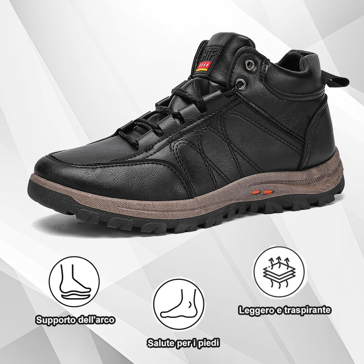 Scarpe ortopediche da uomo DEVENP | Scarpe in pelle di vitello impermeabili e antiscivolo | Design ergonomico per alleviare il dolore alla schiena, alle articolazioni e ai piedi | Sconto del 50% per un periodo limitato, fino a esaurimento scorte