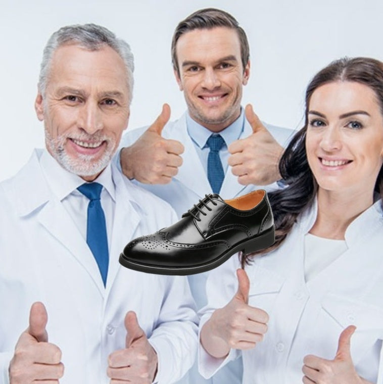 Scarpe ortopediche da uomo DEVENP | Scarpe in vera pelle comode e di alta qualità | Design ergonomico per alleviare il disagio alla schiena, alle articolazioni e ai piedi | Sconto del 50% per un periodo limitato, fino a esaurimento scorte