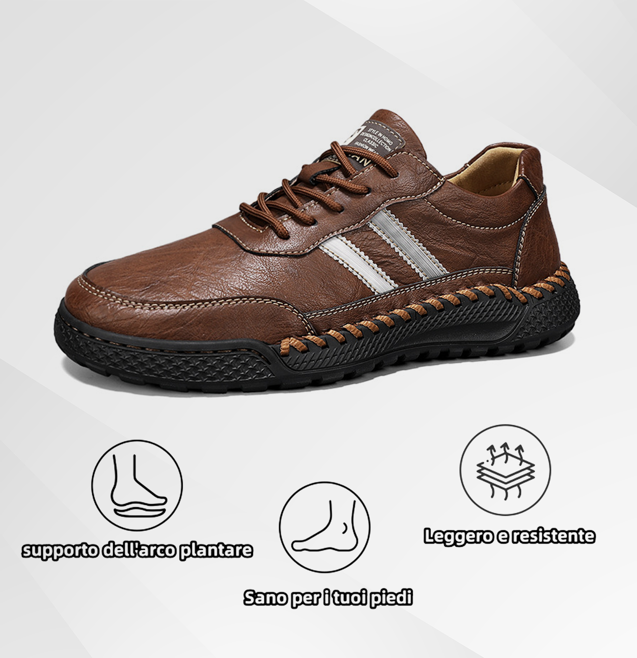 Scarpe ortopediche DEVENP | Scarpe in vera pelle di alta qualità, impermeabili e antiscivolo | Design ergonomico per alleviare il disagio alla schiena, alle articolazioni e ai piedi | Sconto del 50% a tempo limitato, fino a esaurimento scorte