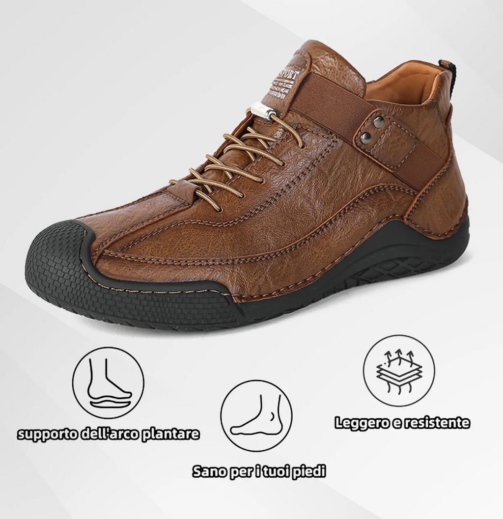 Scarpe ortopediche da uomo DEVENP | Scarpe in pelle di vitello di alta qualità, impermeabili e antiscivolo | Design ergonomico per alleviare il disagio a schiena, articolazioni e piedi | Sconto del 50% per un periodo limitato, fino a esaurimento scorte