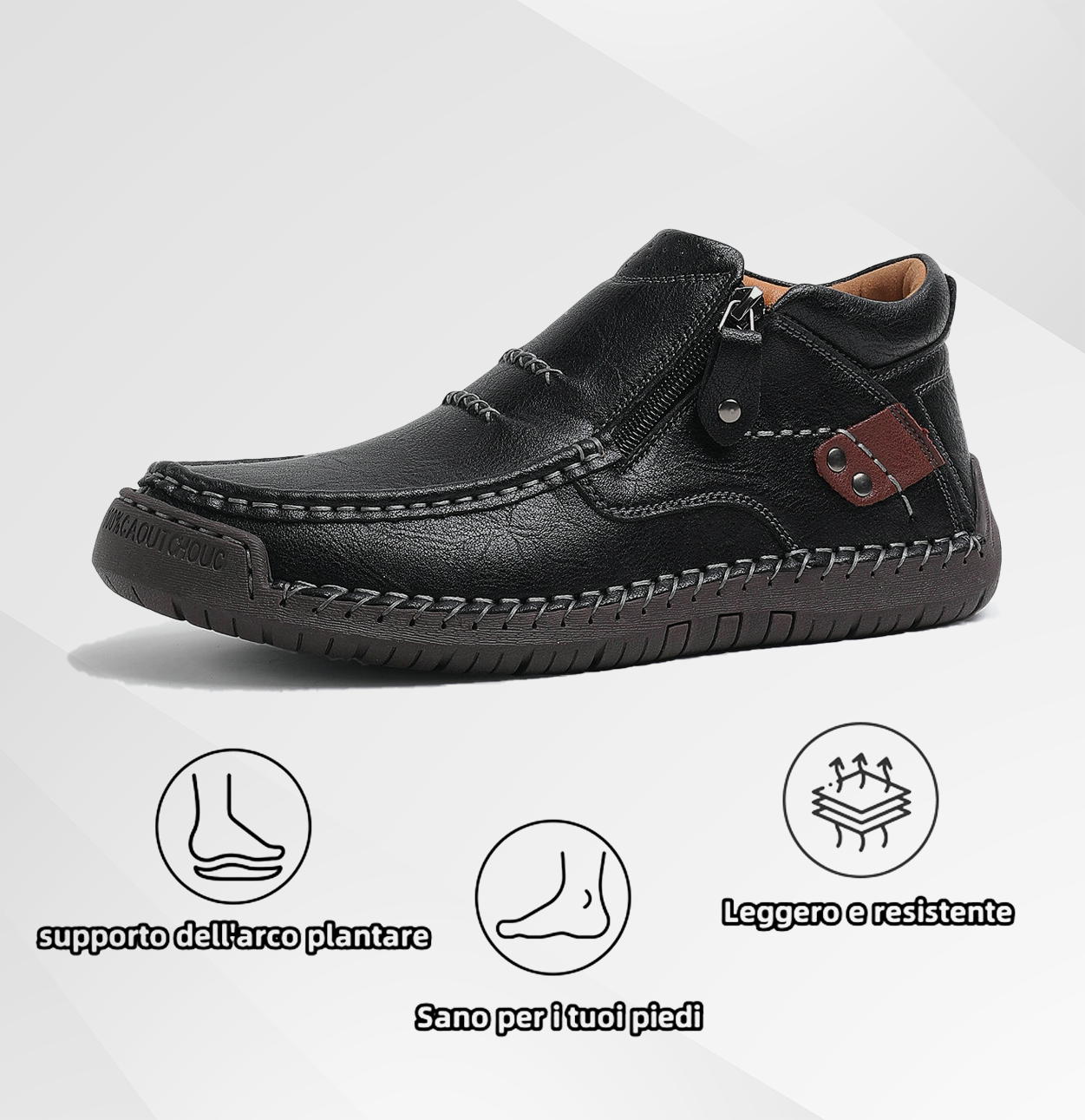 Scarpe ortopediche da uomo DEVENP | Scarpe slip-on in vera pelle cucite a mano | Progettate ergonomicamente per alleviare il dolore alla schiena, alle articolazioni e ai piedi | Sconto del 50% per un periodo limitato, fino a esaurimento scorte