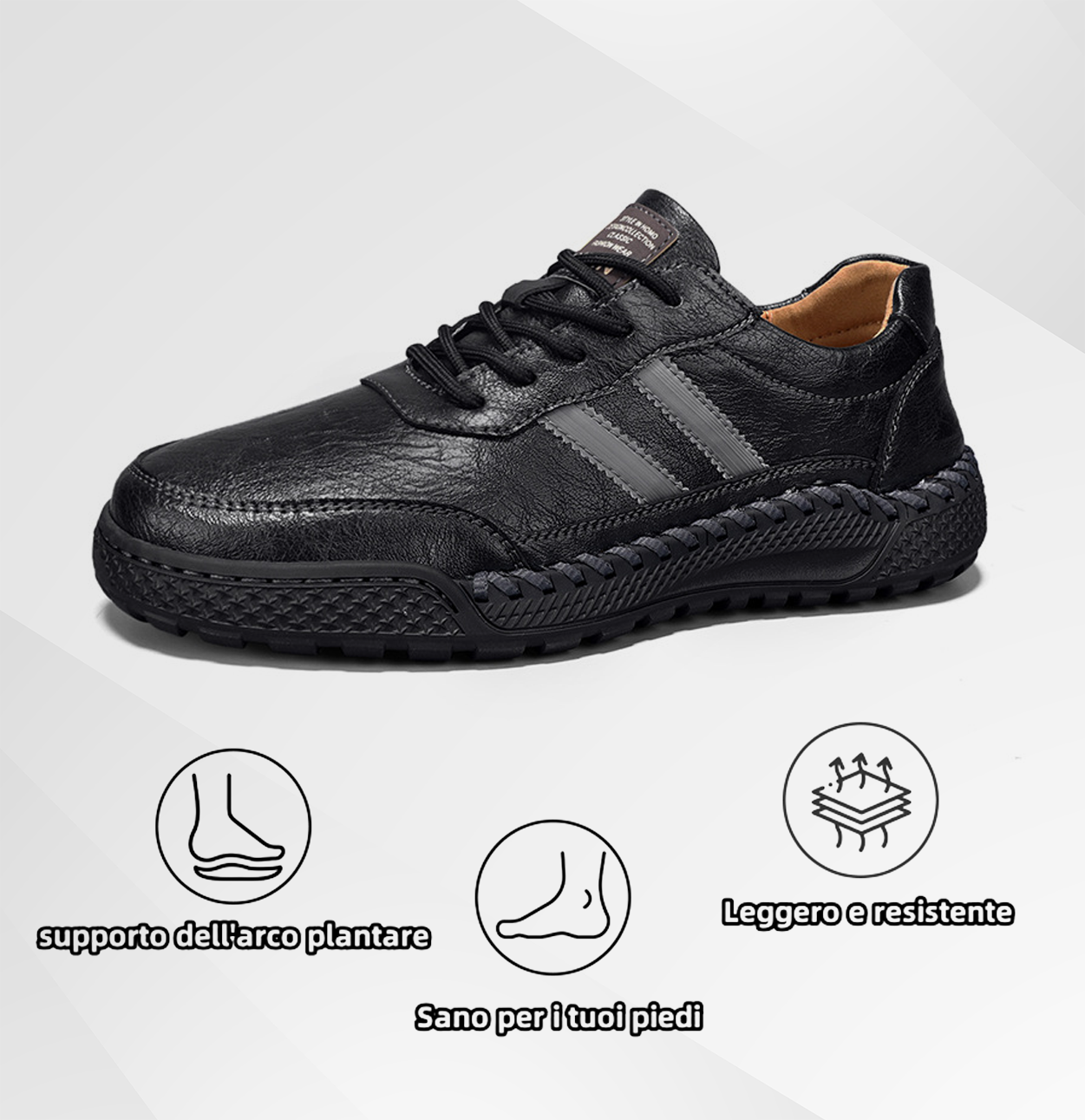 Scarpe ortopediche DEVENP | Scarpe in vera pelle di alta qualità, impermeabili e antiscivolo | Design ergonomico per alleviare il disagio alla schiena, alle articolazioni e ai piedi | Sconto del 50% a tempo limitato, fino a esaurimento scorte