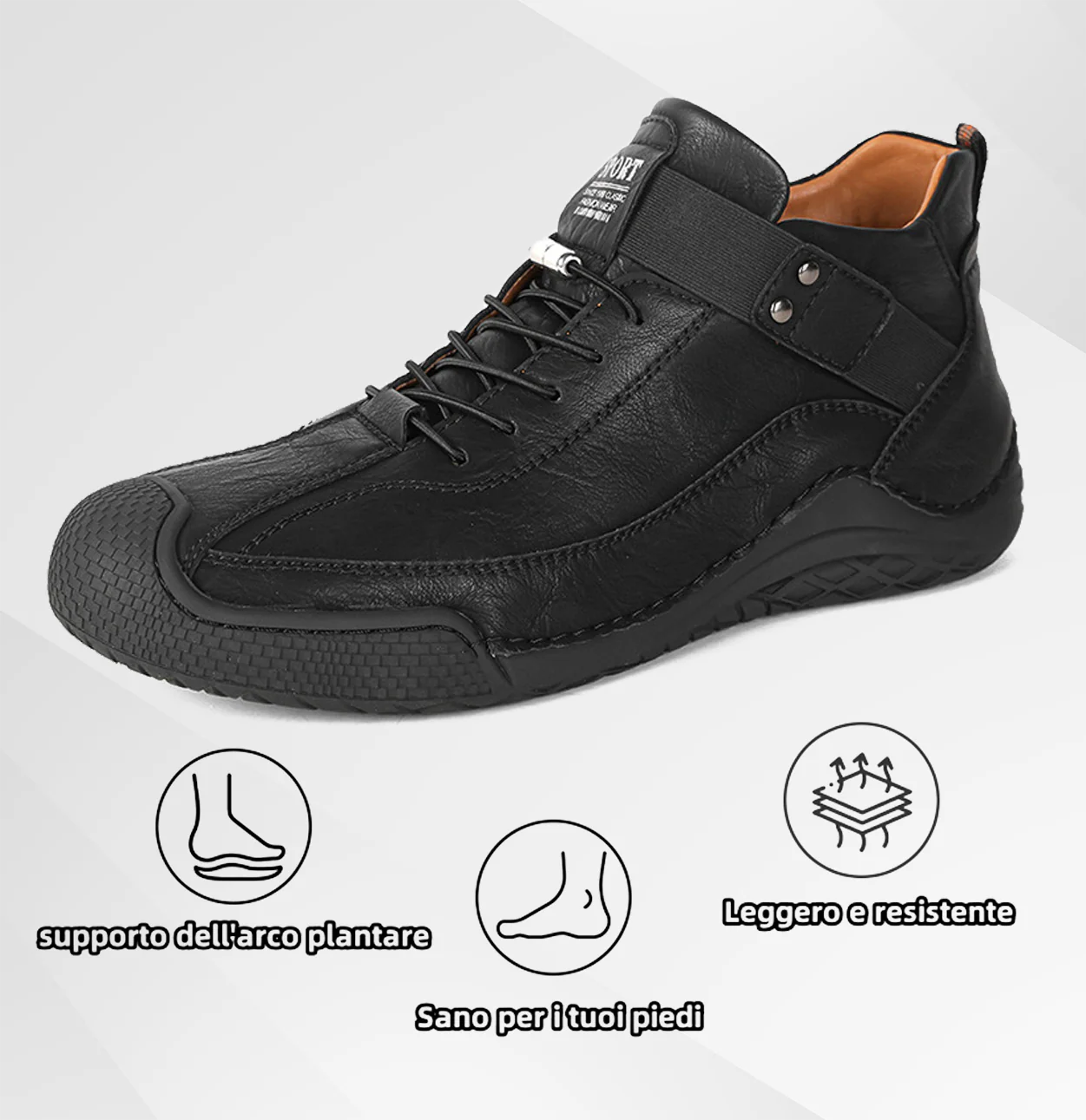 Scarpe ortopediche da uomo DEVENP | Scarpe in pelle di vitello di alta qualità, impermeabili e antiscivolo | Design ergonomico per alleviare il disagio a schiena, articolazioni e piedi | Sconto del 50% per un periodo limitato, fino a esaurimento scorte