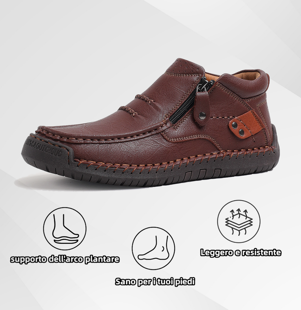Scarpe ortopediche da uomo DEVENP | Scarpe slip-on in vera pelle cucite a mano | Progettate ergonomicamente per alleviare il dolore alla schiena, alle articolazioni e ai piedi | Sconto del 50% per un periodo limitato, fino a esaurimento scorte