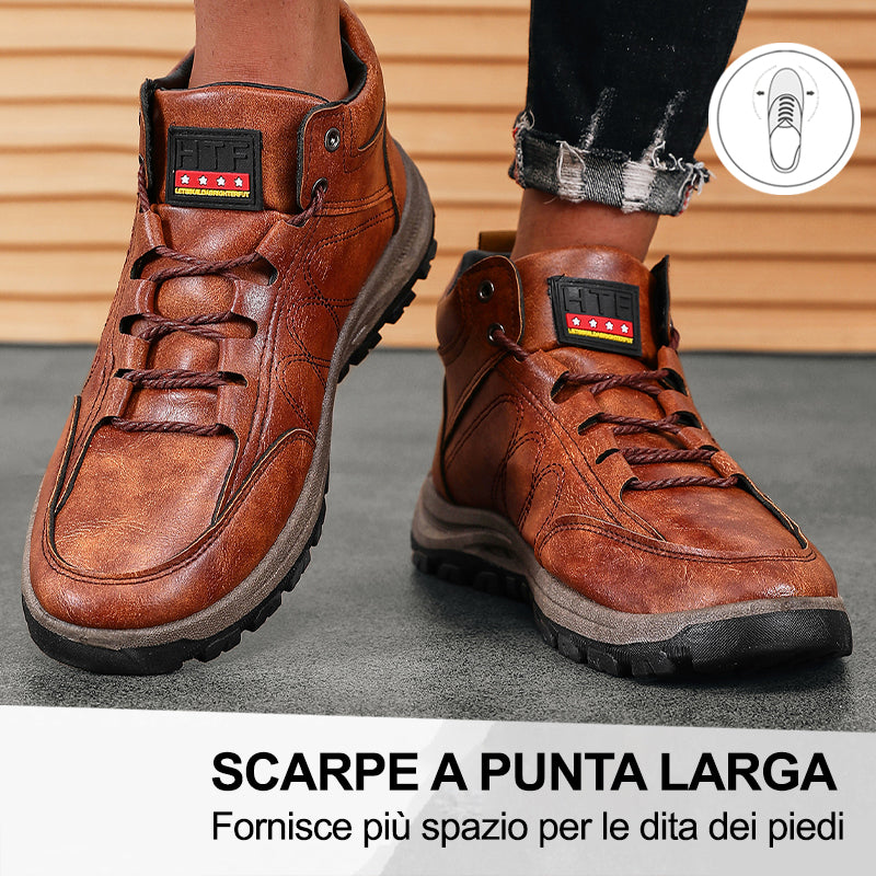 Scarpe ortopediche da uomo DEVENP | Scarpe in pelle di vitello impermeabili e antiscivolo | Design ergonomico per alleviare il dolore alla schiena, alle articolazioni e ai piedi | Sconto del 50% per un periodo limitato, fino a esaurimento scorte