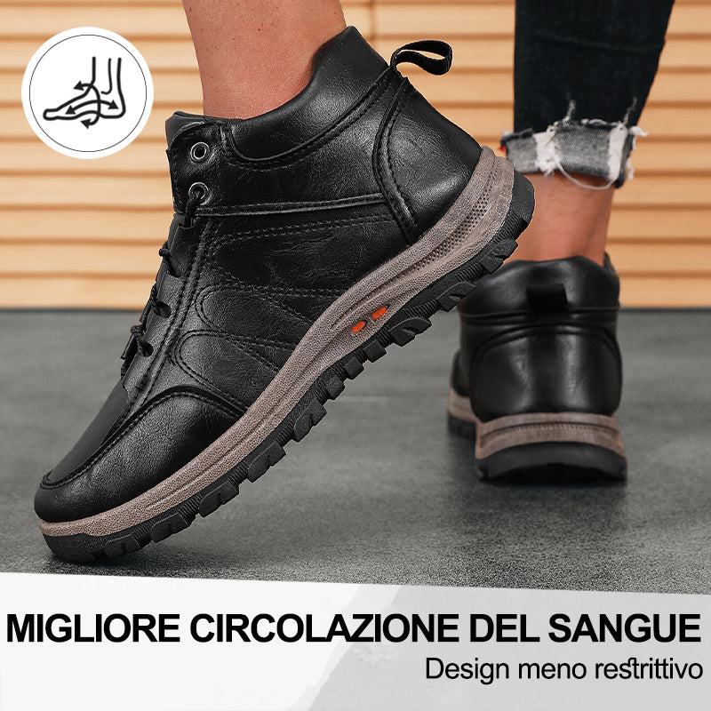 Scarpe ortopediche da uomo DEVENP | Scarpe in pelle di vitello impermeabili e antiscivolo | Design ergonomico per alleviare il dolore alla schiena, alle articolazioni e ai piedi | Sconto del 50% per un periodo limitato, fino a esaurimento scorte
