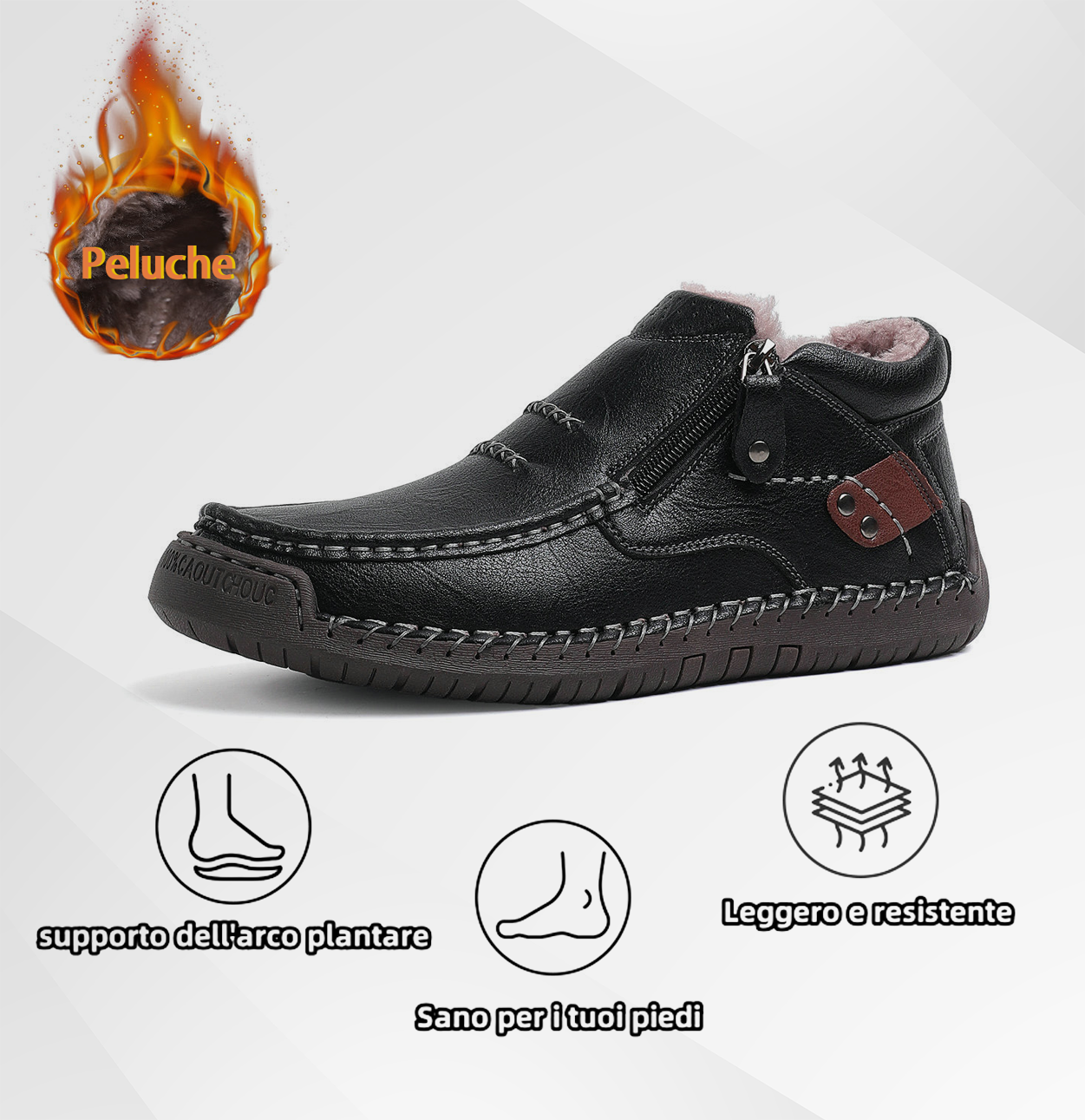 Scarpe ortopediche da uomo DEVENP | Scarpe slip-on in vera pelle cucite a mano | Progettate ergonomicamente per alleviare il dolore alla schiena, alle articolazioni e ai piedi | Sconto del 50% per un periodo limitato, fino a esaurimento scorte