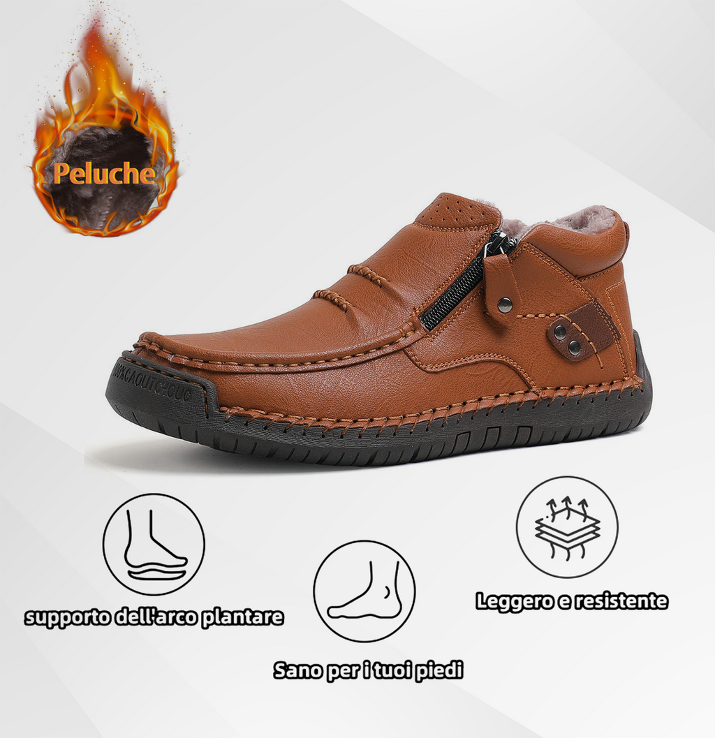 Scarpe ortopediche da uomo DEVENP | Scarpe slip-on in vera pelle cucite a mano | Progettate ergonomicamente per alleviare il dolore alla schiena, alle articolazioni e ai piedi | Sconto del 50% per un periodo limitato, fino a esaurimento scorte